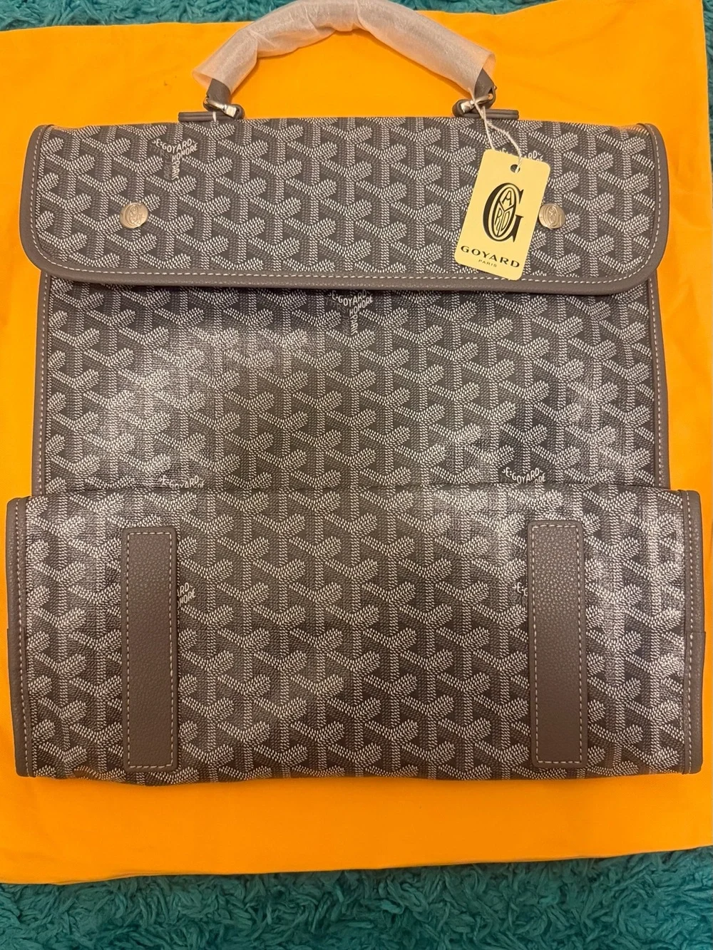 Goyard Gray Chevron Briefcase Tote